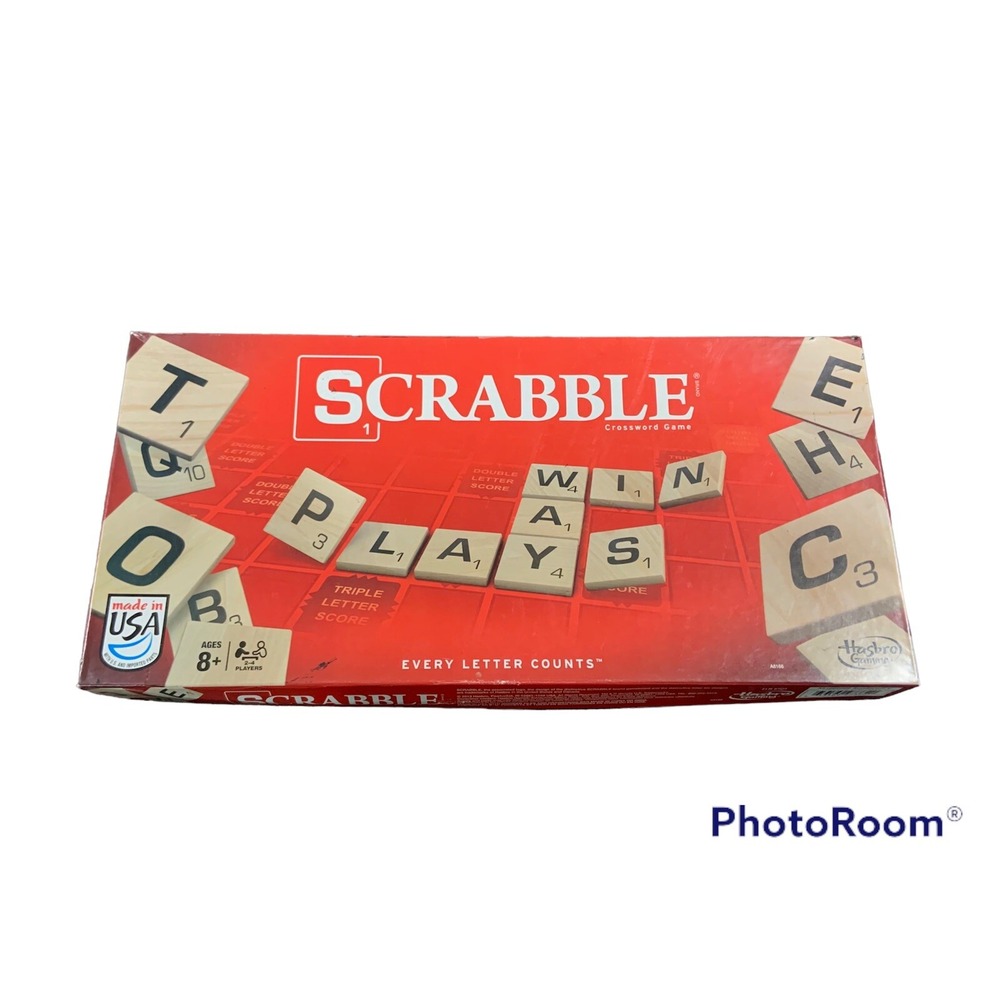 Hasbro Scrabble Crossword Game Wooden Letter Tiles Classic Board Game A8166